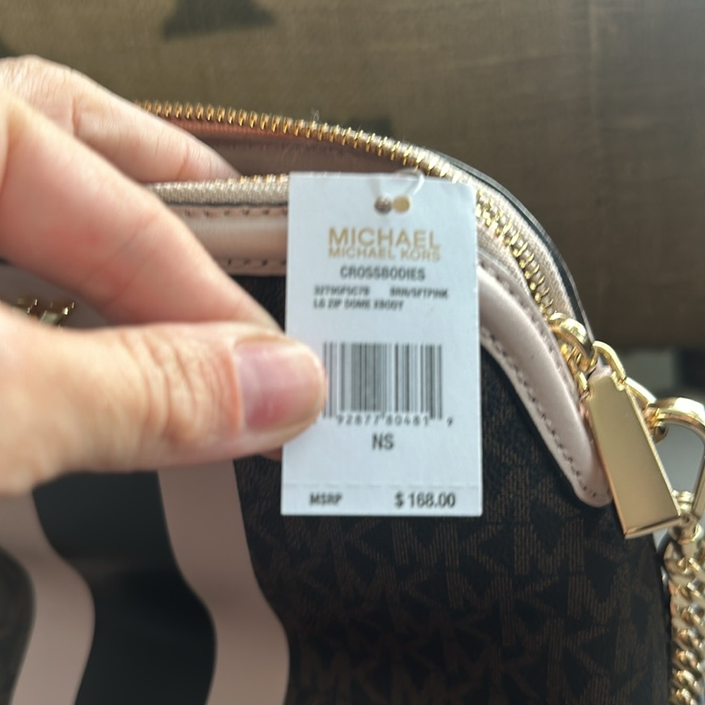 Large Logo Stripe Dome Crossbody Bag Michaels kors